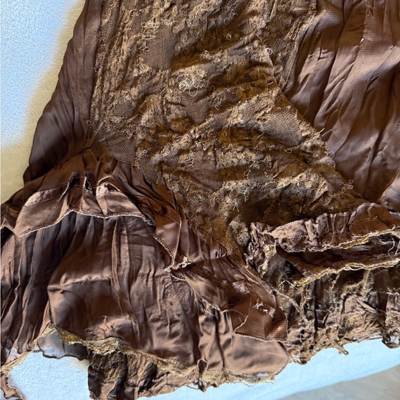 Layered Brown Vintage Women's Skirt - Picture 2 of 3